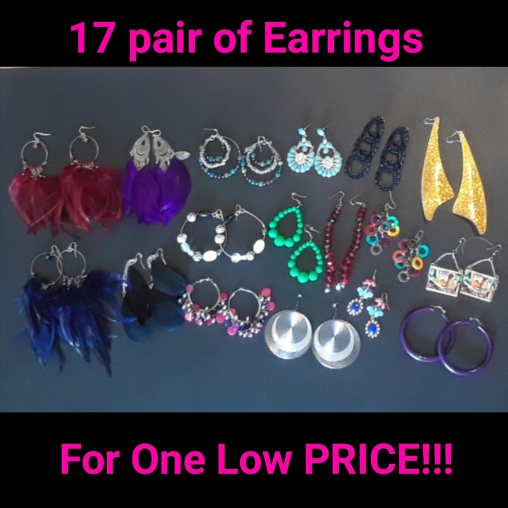 LOT of 17 Stylish pairs of Earrings